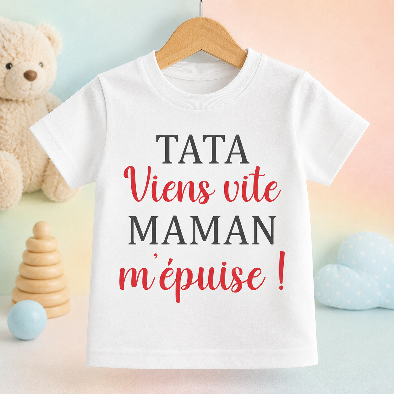 T-Shirt enfant Au secours Maman m'épuise !