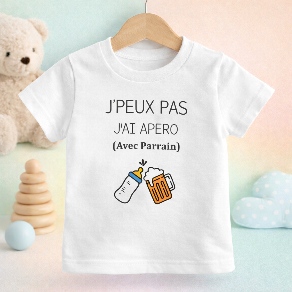 T-Shirt enfant J'peux pas j'ai apéro avec Parrain