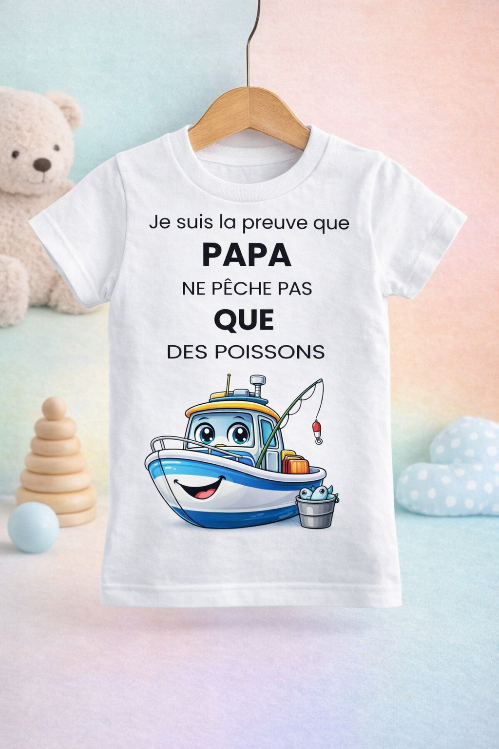 T-Shirt enfant Je suis la preuve que... Pêcheur