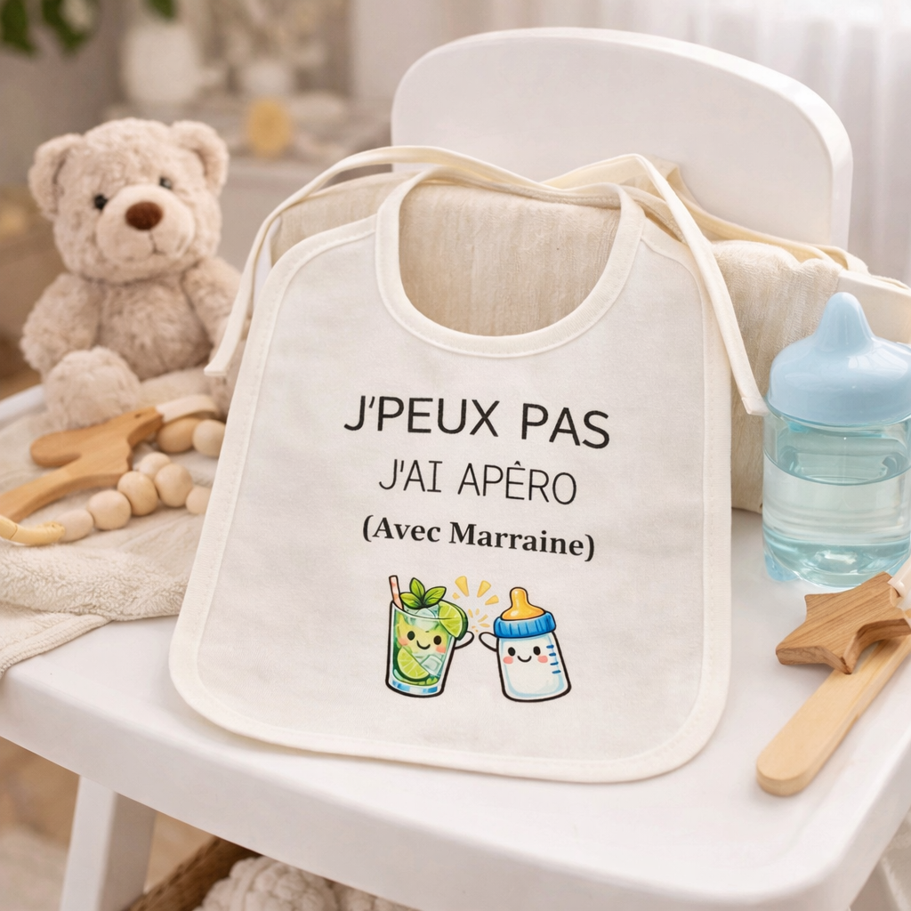 Bavoir J'peux pas j'ai apéro Marraine