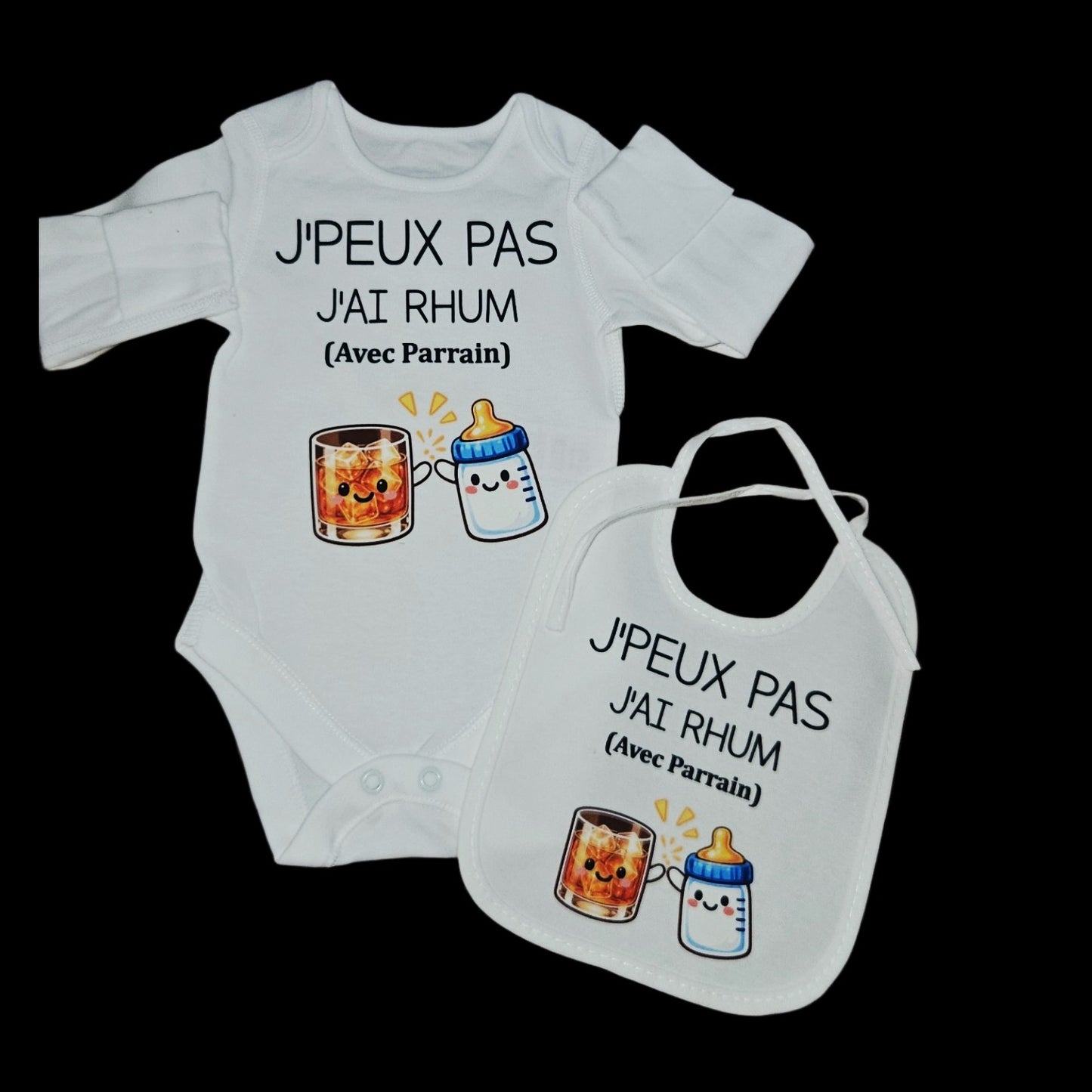 Lot Body et Bavoir J'peux pas Rhum