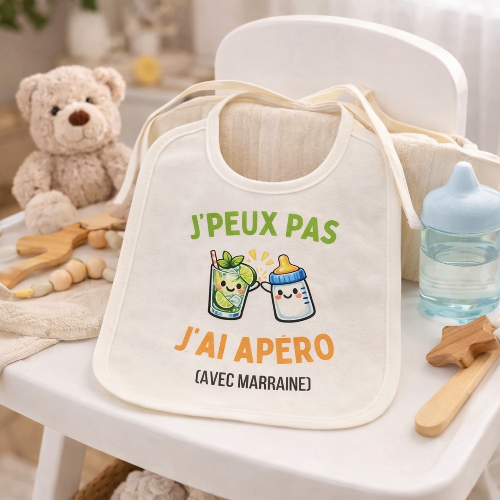 Bavoir J'peux pas j'ai apéro Marraine