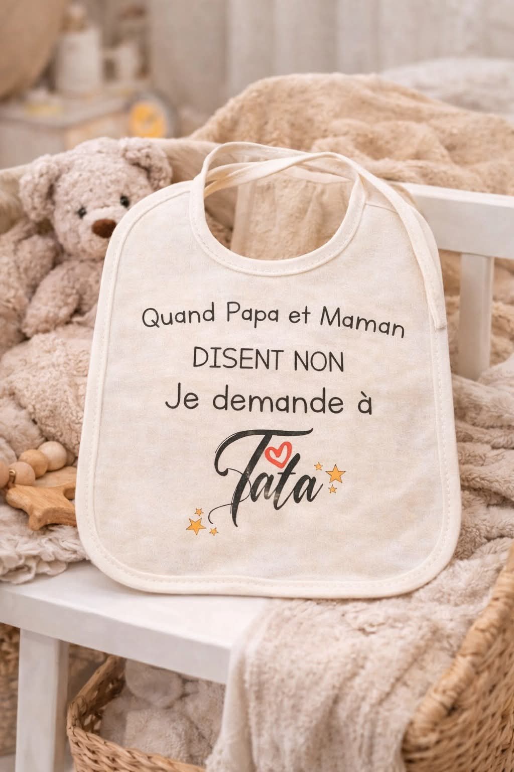 Bavoir Quand papa et maman disent non je demande à...