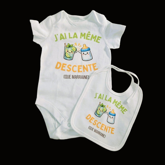 Lot Body et Bavoir Marraine Descente