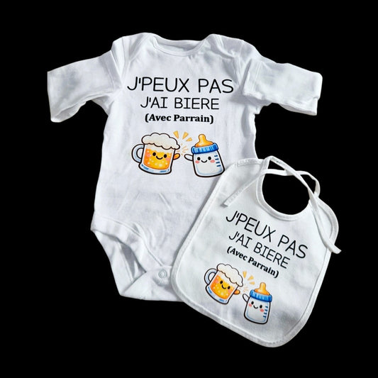 Lot Body et Bavoir Bière Parrain