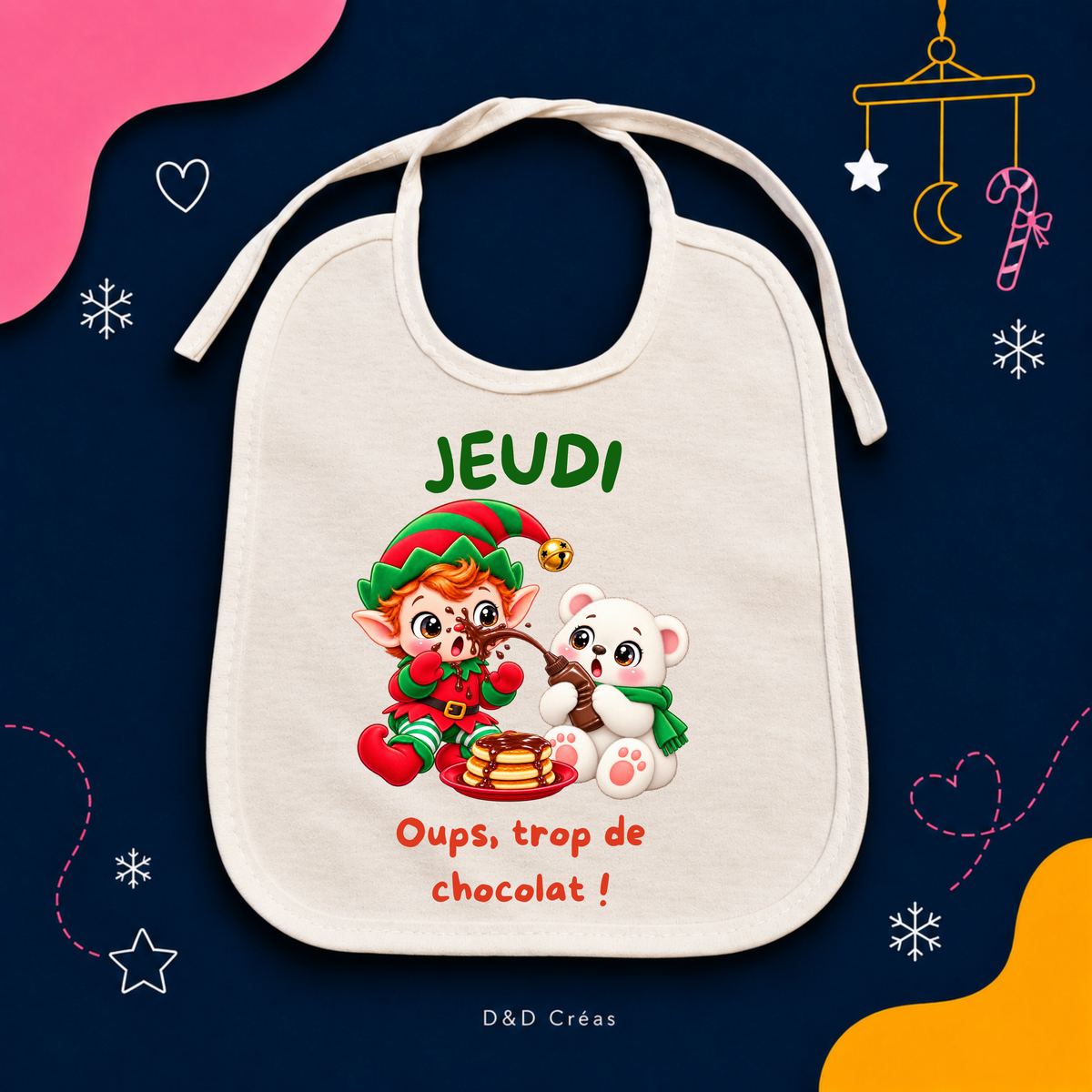 Lot de 7 bavoirs bébé de Noël  Une petite bêtise pour chaque jour 🎄