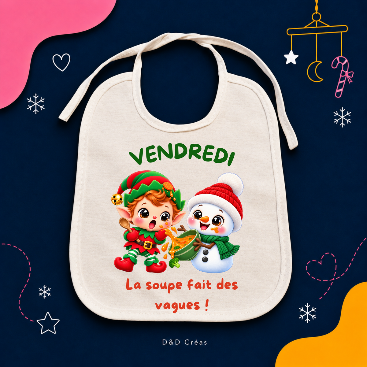 Lot de 7 bavoirs bébé de Noël  Une petite bêtise pour chaque jour 🎄