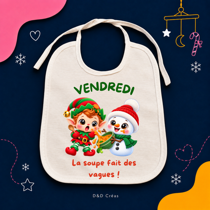 Lot de 7 bavoirs bébé de Noël  Une petite bêtise pour chaque jour 🎄