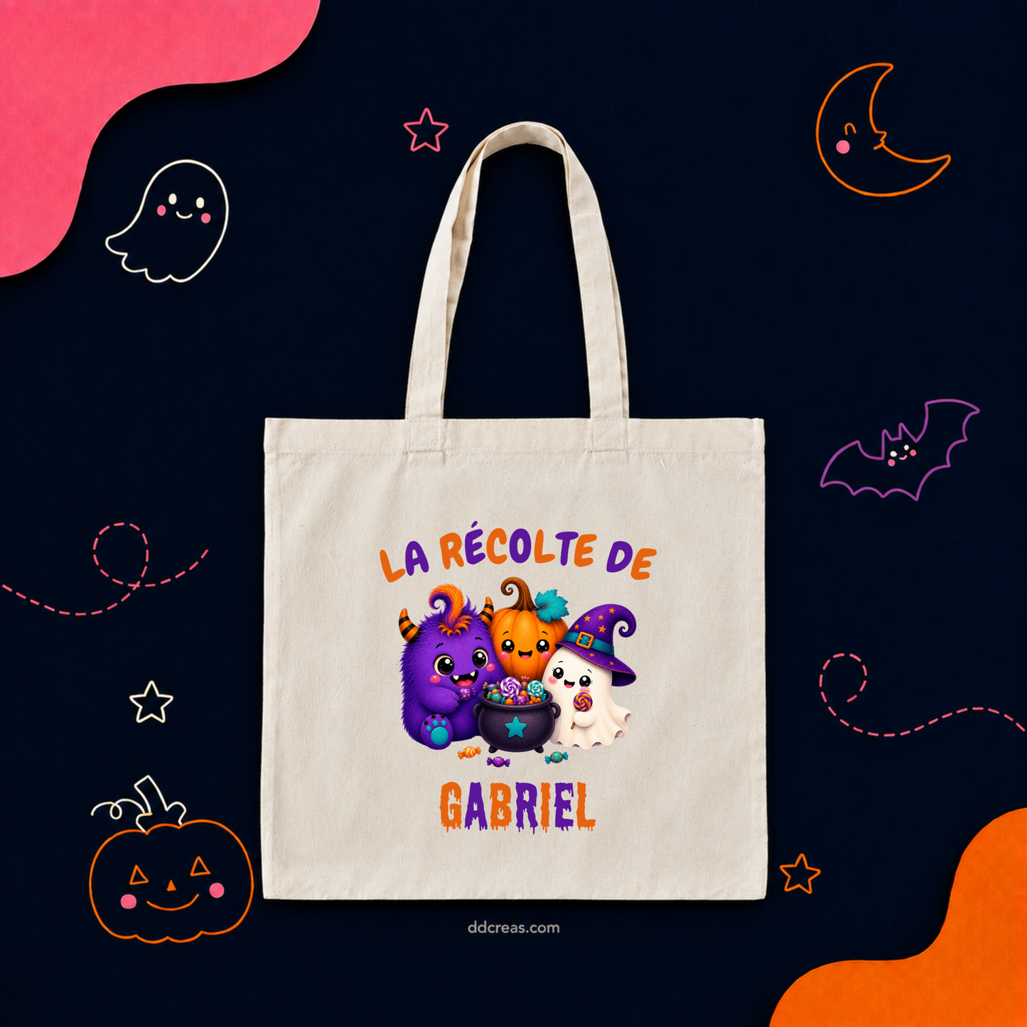 Sac Halloween personnalisé spécial récolte de bonbons