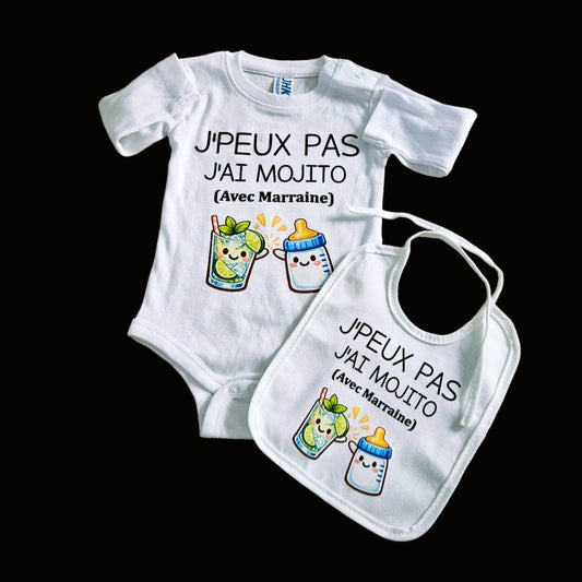 Lot Body et Bavoir Mojito Marraine