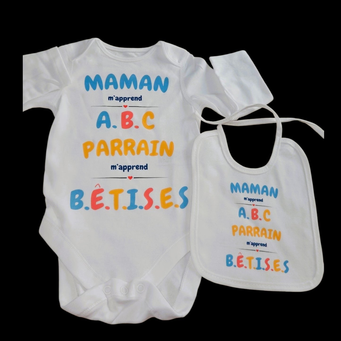 Lot Body et Bavoir Maman m'apprend ABC... GATEAUX