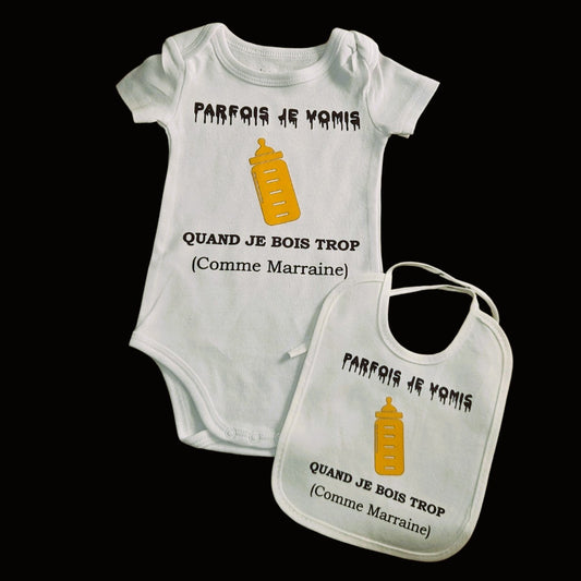 Lot Body et Bavoir Parfois je vomis quand je bois trop