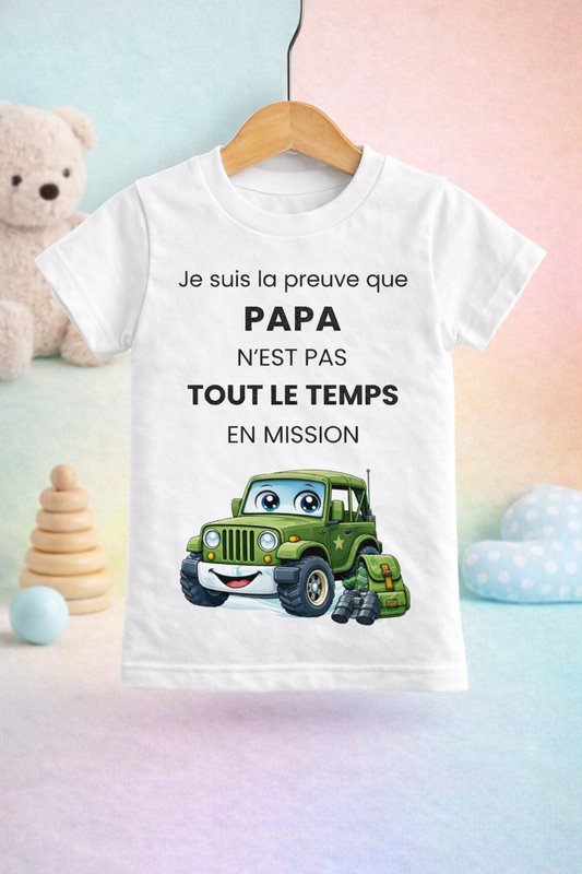 T-Shirt enfant Je suis la preuve que.. Papa Missions Militaire