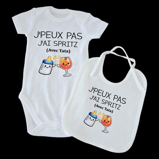 Lot Body et Bavoir J'peux pas Spritz