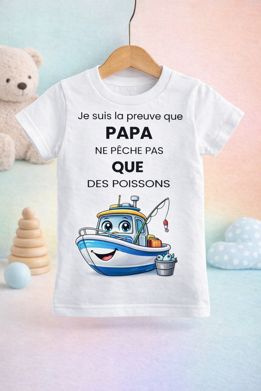 T-Shirt enfant Je suis la preuve que... Pêcheur