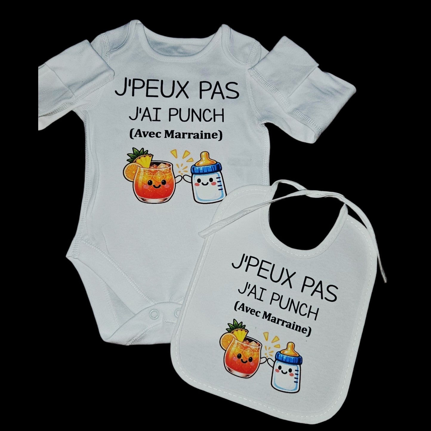 Lot Body et Bavoir J'peux pas Punch