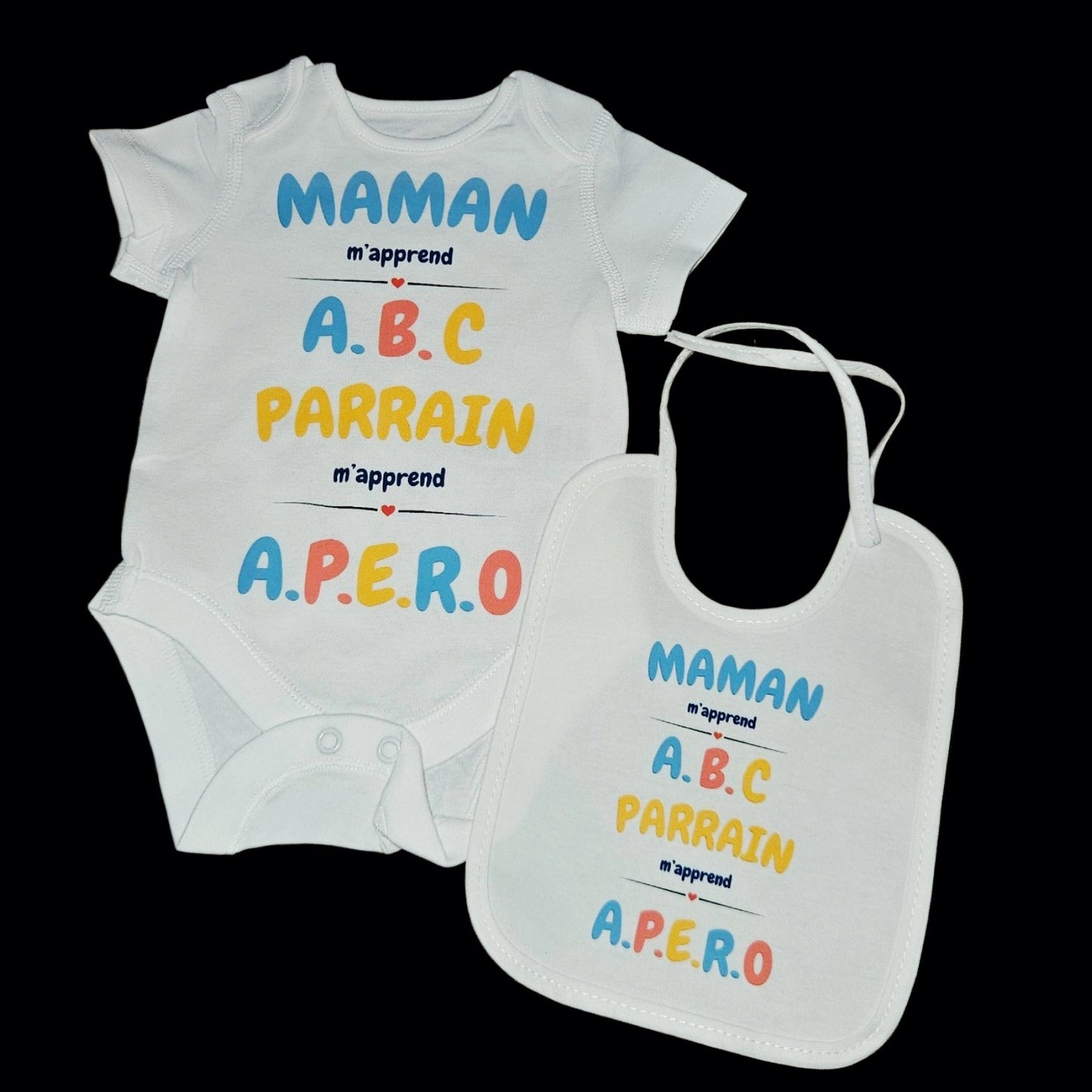 Lot Body et Bavoir Maman m'apprend ABC... APERO