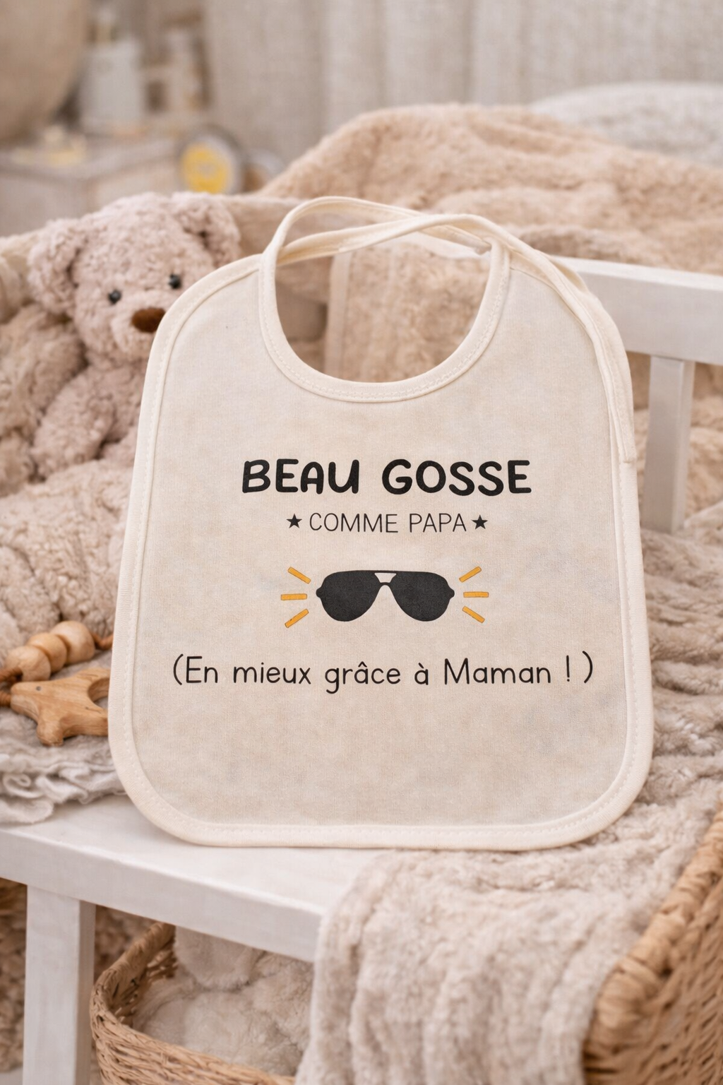 Bavoir Beau gosse comme Papa en mieux grâce à Maman