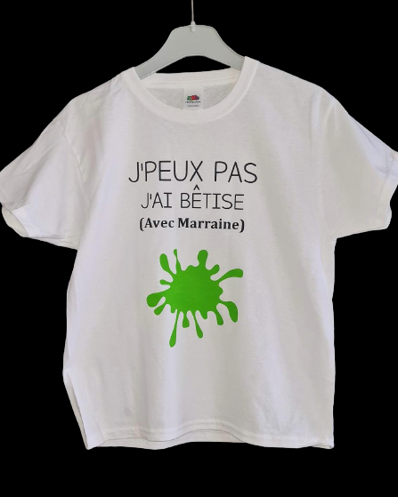 T-Shirt enfant "J'peux pas j'ai bêtise avec.."